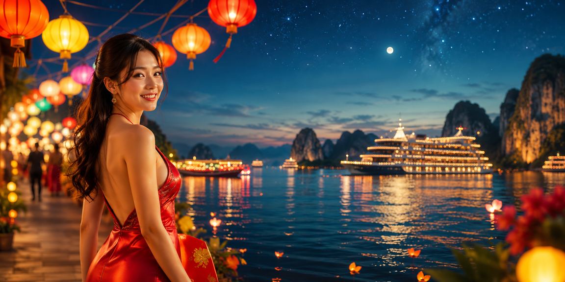 Người chơi thư giãn tại khu chợ đêm Hạ Long, mở game bắn cá trên điện thoại